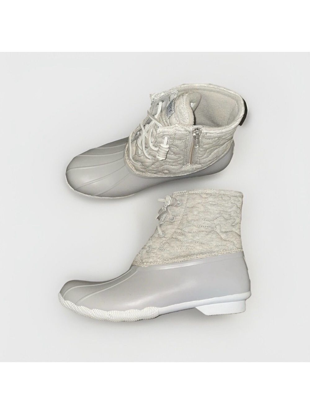 Sperry Light Gray and Cream Boots